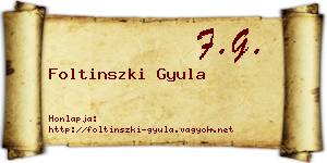 Foltinszki Gyula névjegykártya